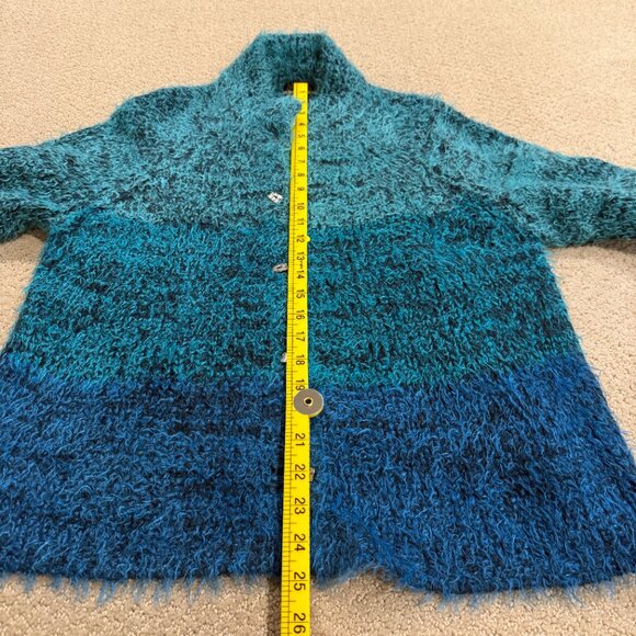 Sigrid Olsen Fuzzy Cardigan Sweater Ombre Blue Wool Artsy Boho LARGE#SOMU6920 - Picture 10 of 15